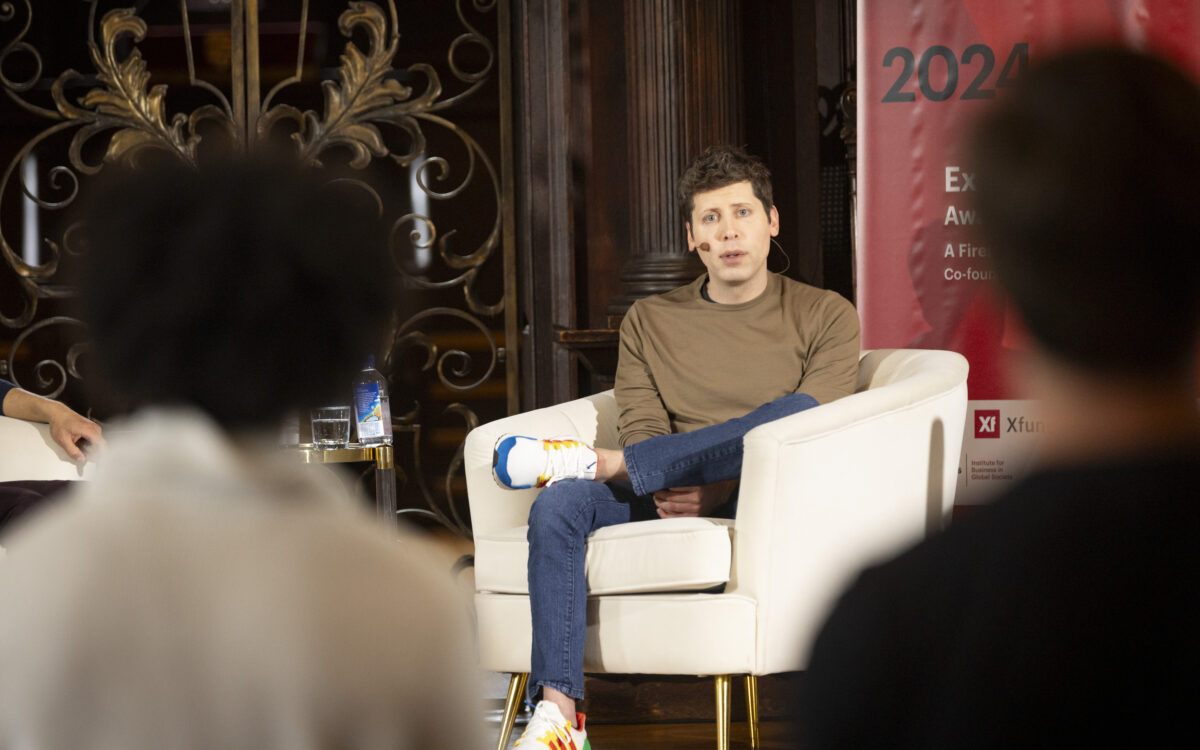 Sam Altman (pictured) speaking to students
